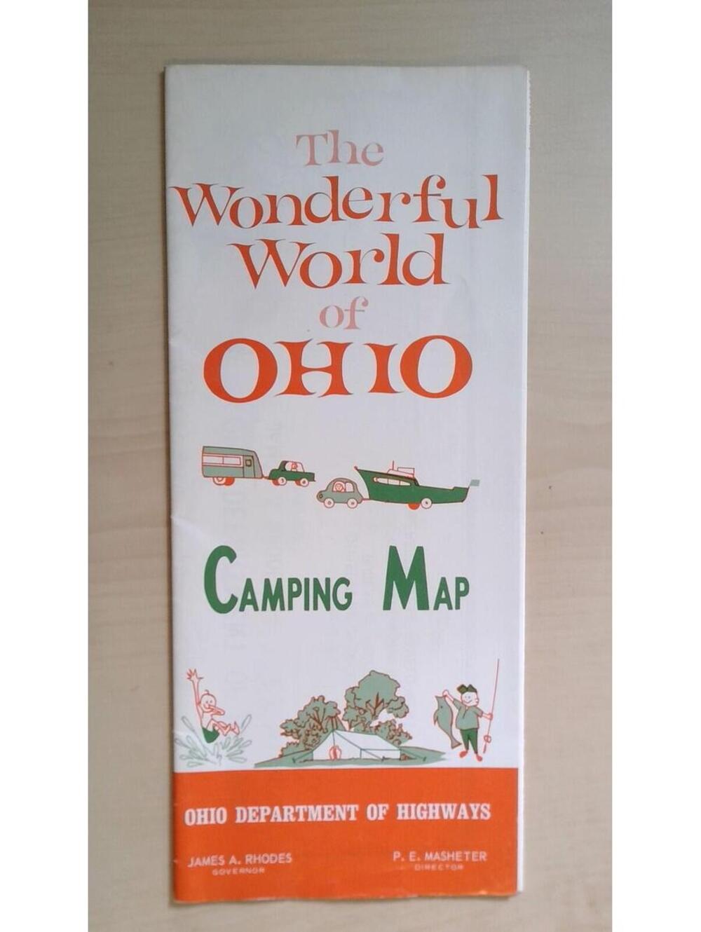 Vintage Ohio Camping Map Road Guide Ohio Department of Highways Travel